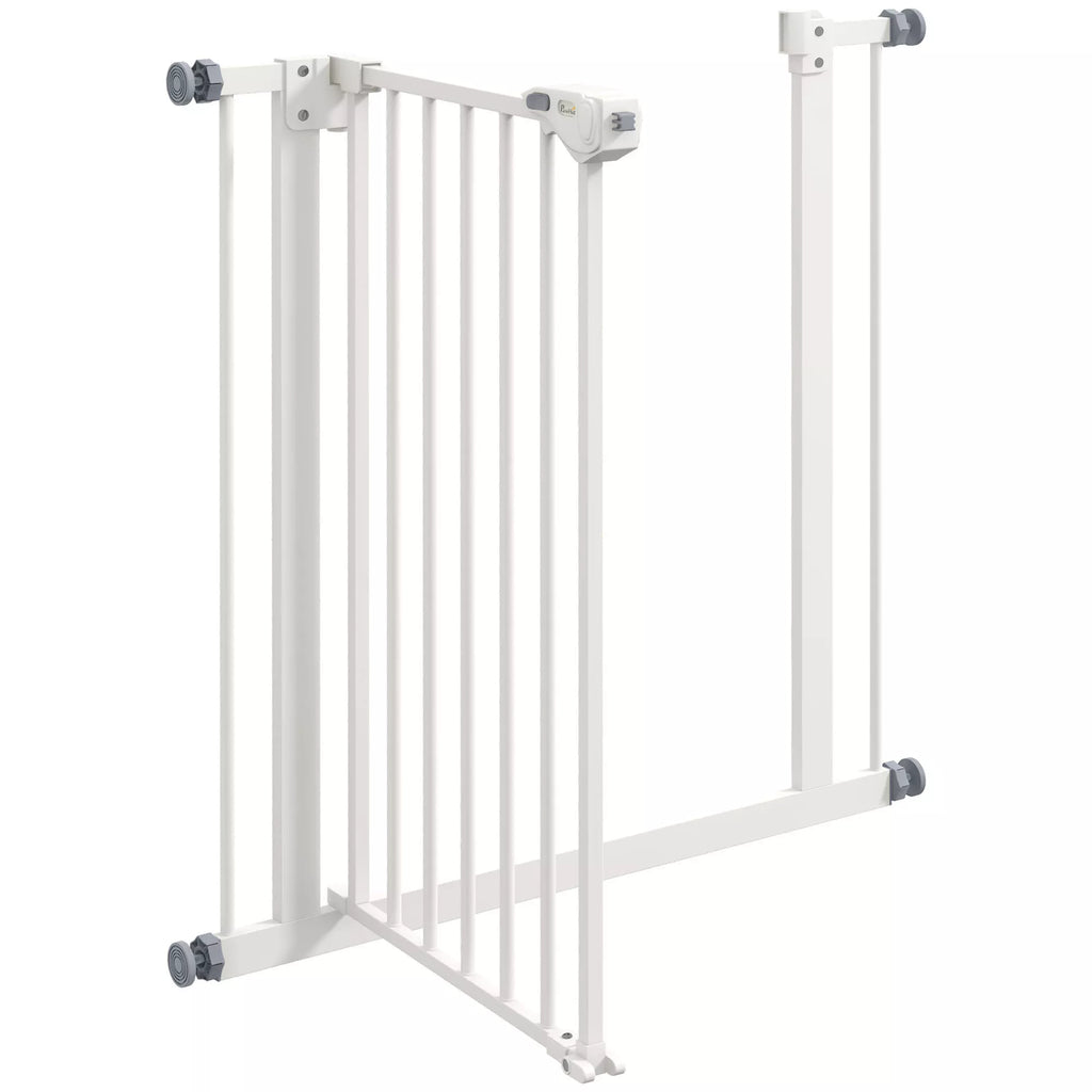 Suņu drošības vārti, barjeras vārti, mājdzīvnieku drošības vārti, metāla, plastmasas, 74-80 cm, balti