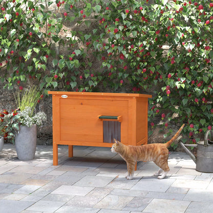 Outdoor cat house, cat hutch, weatherproof, 1 window, 1 entrance, 85 x 50 x 68.5 cm, Orange+Green
