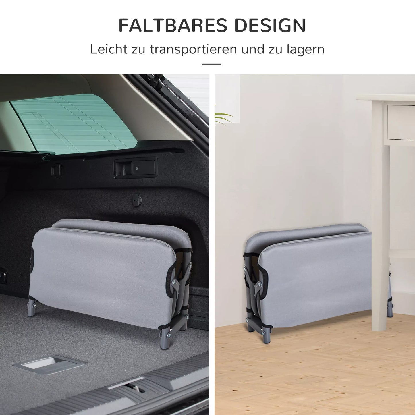 Saliekama suņu gulta āra lietošanai. Paaugstināta suņu gulta maziem suņiem, dzesējoša mājdzīvnieku gulta ar tērauda rāmi lietošanai ārā, kempings, 59 x 46 x 15 cm, pelēka