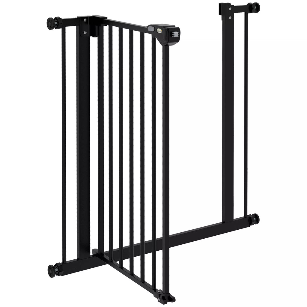 Drošības vārtiņi suņiem, mājdzīvnieku barjera, metāla, plastmasas, 74-80 cm, melni