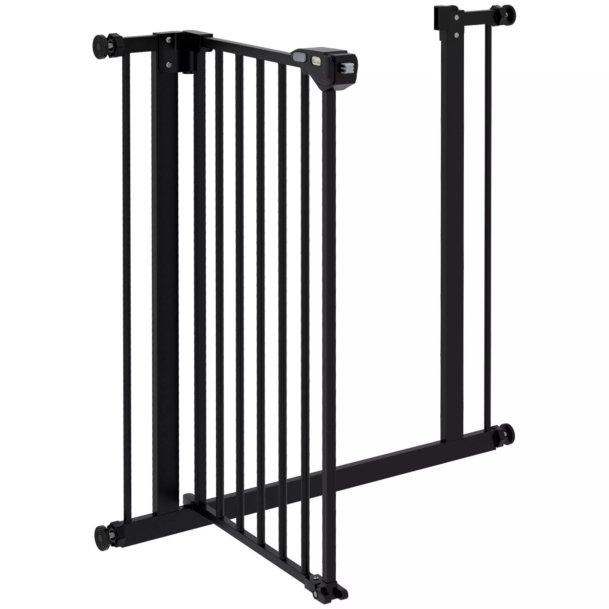 Drošības vārtiņi suņiem, mājdzīvnieku barjera, metāla, plastmasas, 74-80 cm, melni