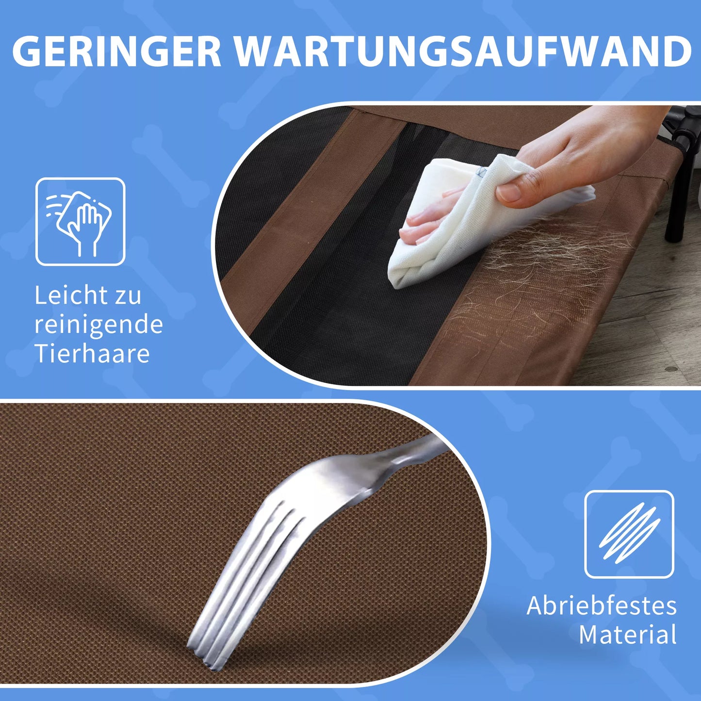 Salokāma suņu gulta āra lietošanai ar paceltu statīvu, 122 cm x 92 cm x 23 cm, kafijas brūna + melna