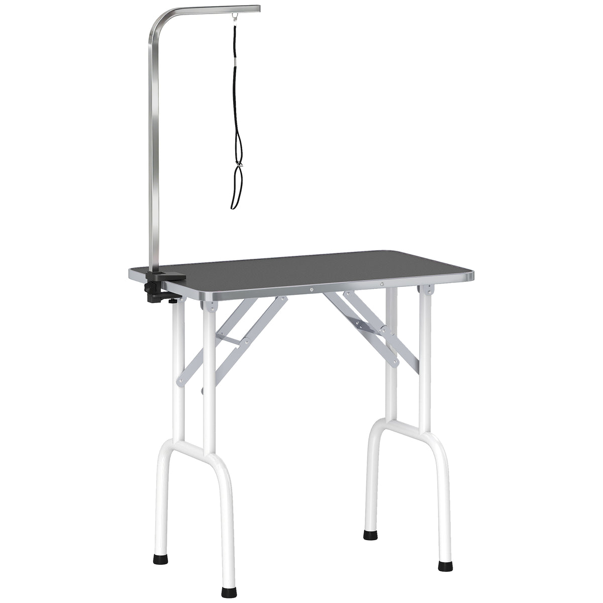 Kirpimo stalas šunims 81x48,5x80 cm, sulankstomas, su laikikliu ir kilpa, neslystantis, iki 20 kg, juodas