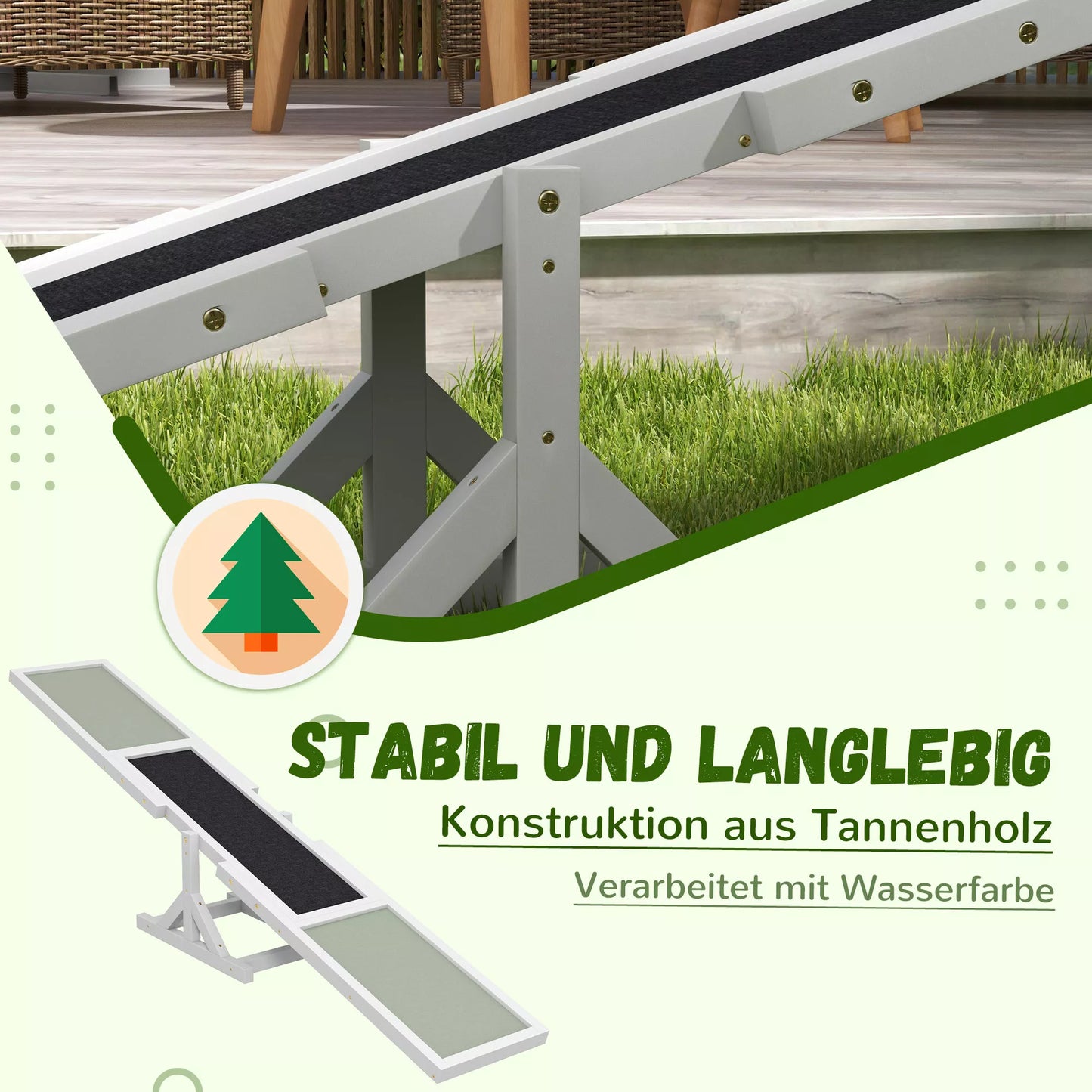 Suņu balansieris veiklības treniņiem, neslīdošs, iztur svaru līdz 50 kg, 180 x 30 x 30 cm