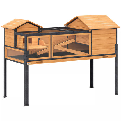 Vėžlio namelis, mažų gyvūnėlių aptvaras, 2 kambariai, 2 aukštai, langai, rampos, priedai, mediena, plienas, geltona