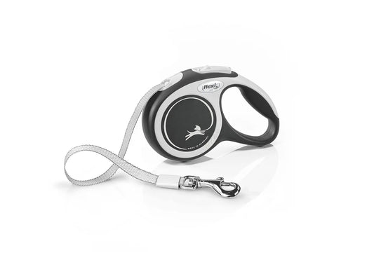 Flexi New Comfort juostinis pavadėlis – Juoda / XS -3m iki 12 kg