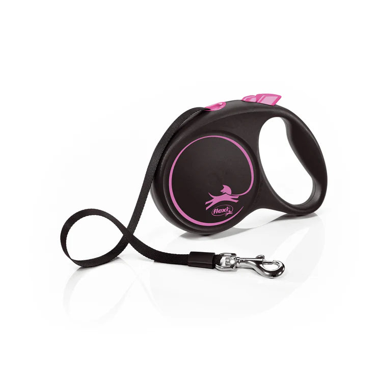 Flexi Black design juostinis pavadėlis 5m – Rožinė / S - 5m iki 15 kg