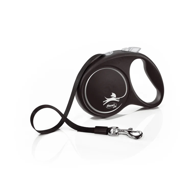 Flexi Black design juostinis pavadėlis 5m – Silver / S - 5m iki 15 kg