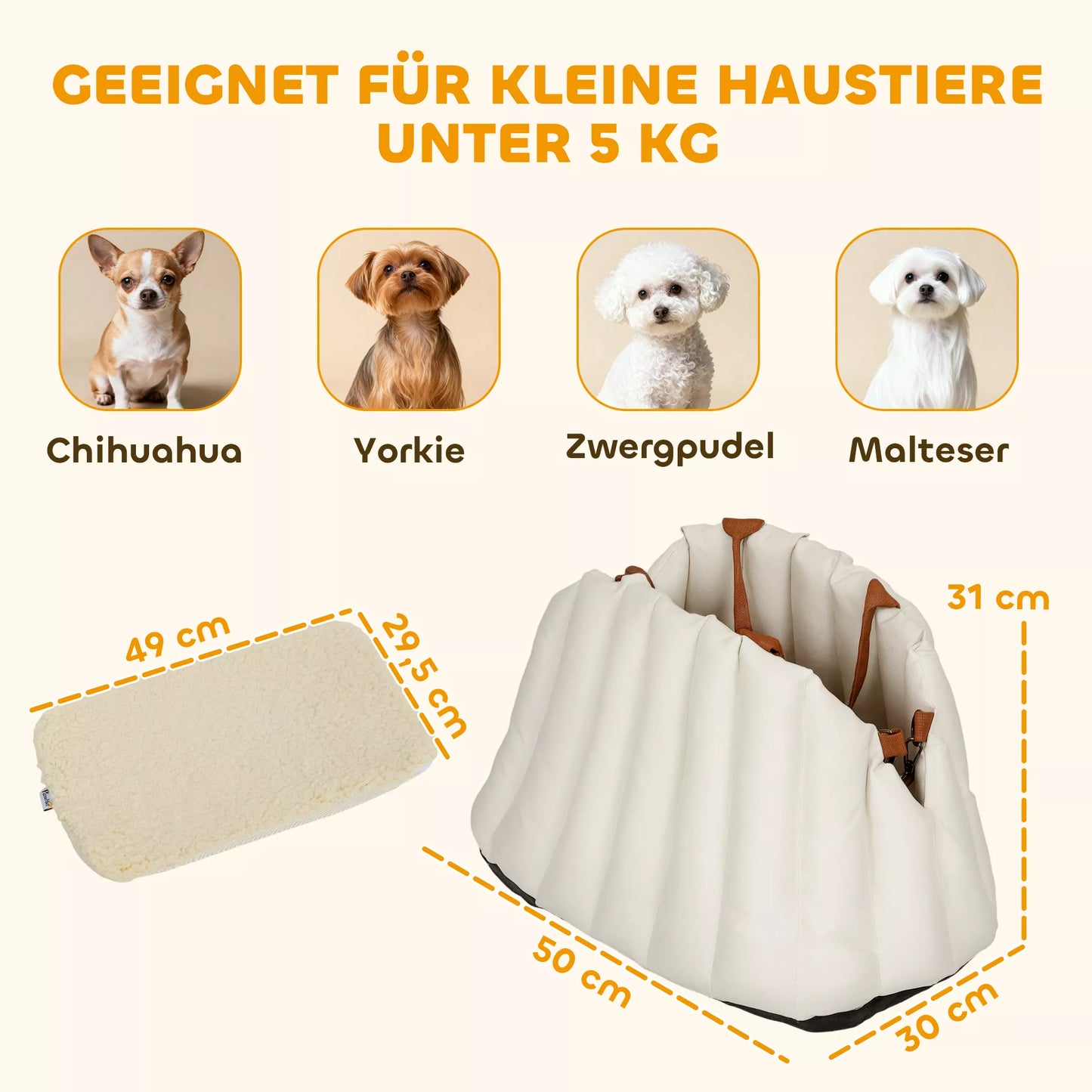 Dog carrier / transport bag for dogs up to 5 kg