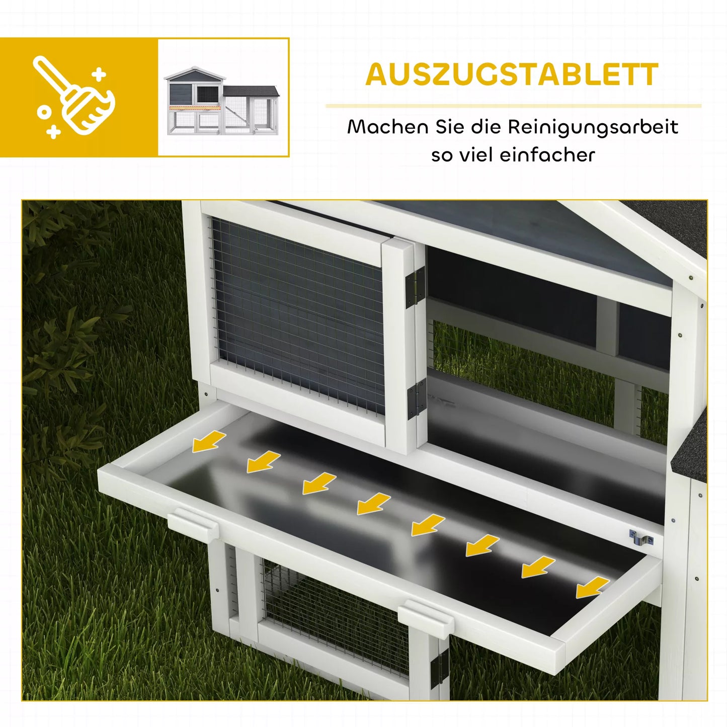 Small animal enclosure with free space, spruce wood, 147 x 54 x 84 cm, gray