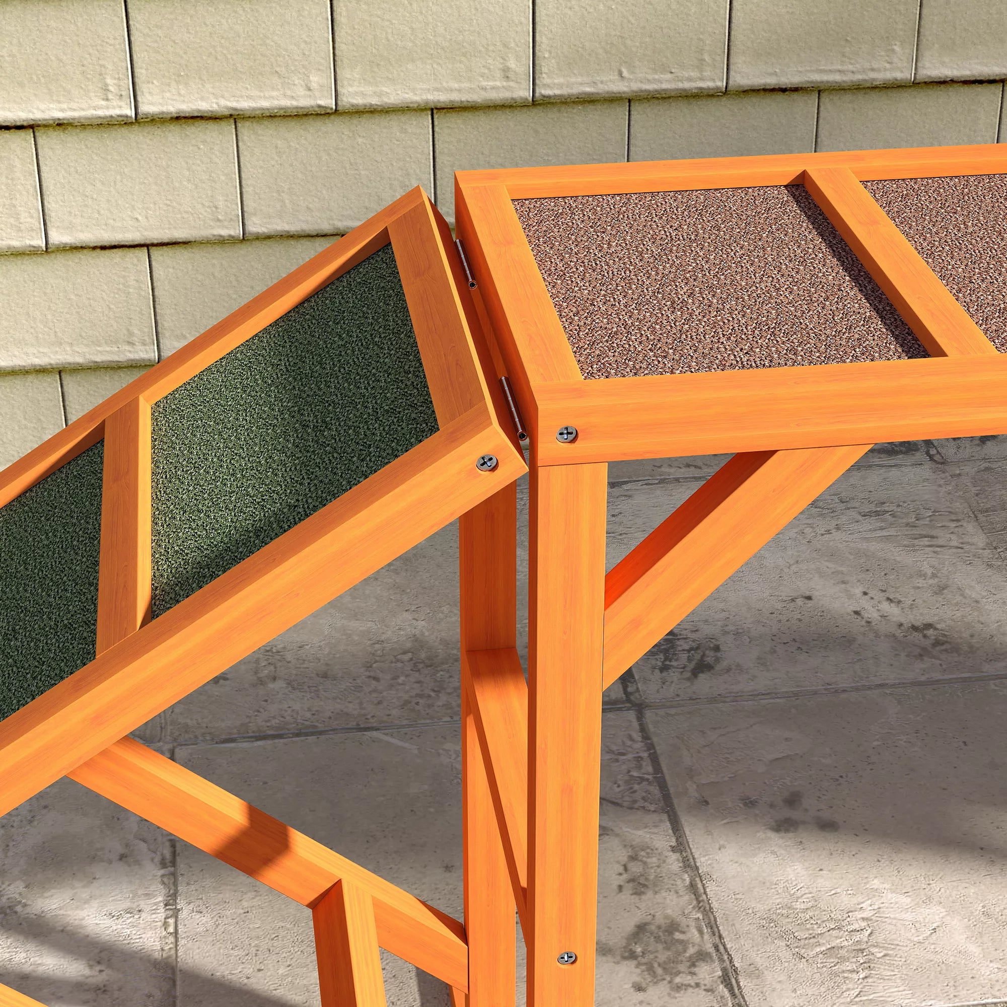 Agility šunų rampa, treniruočių takelis, neslystanti, atspari oro sąlygoms, medinė, 335 x 55 x 60 cm, oranžinė