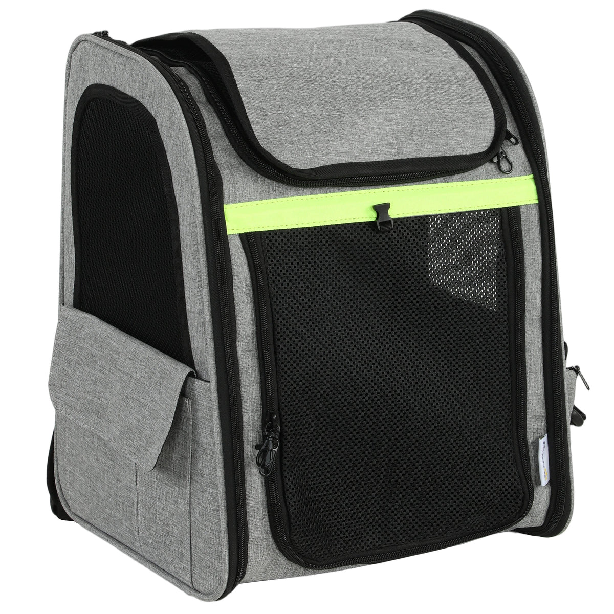 Praplečiama transportavimo kuprinė šunims ir katėms iki 10 kg, su 5 kišenėmis, 33,5x28x42 cm, šviesiai pilka