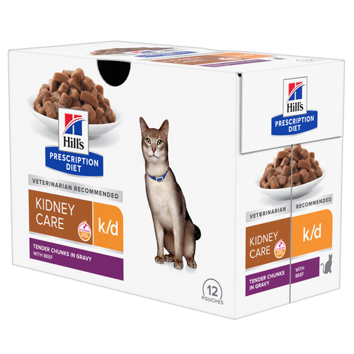 Hill's PD Feline k/d Beef Pouch 12x85g pakuotė