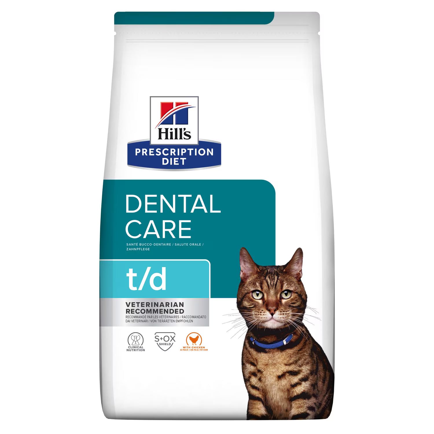 Hill's Prescription Diet Feline t/d sausas maistas katėms su vištiena, burnos ertmės priežiūrai