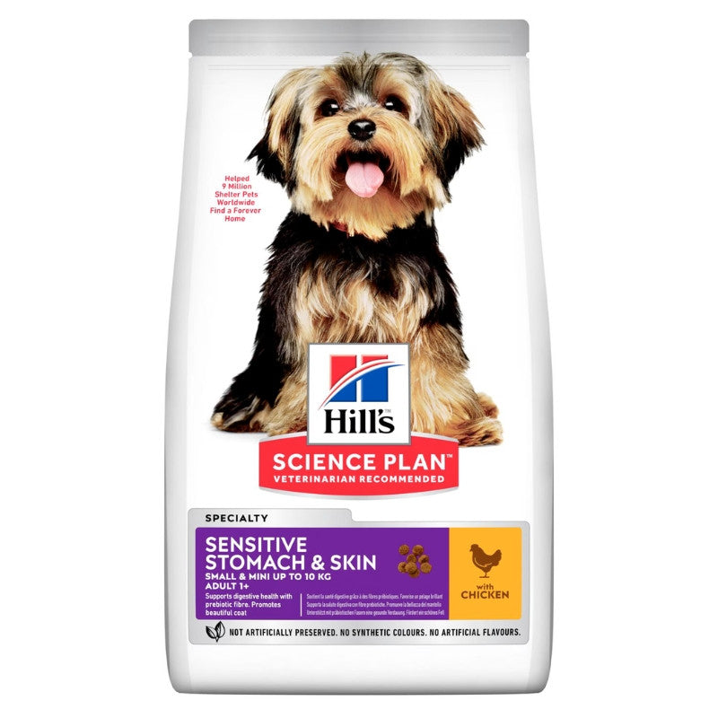Sausas šunų maistas Hill's Science Plan Sensitive Stomach & Skin Small & Mini Adult su vištiena, 1,5 kg