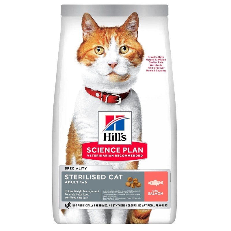 Hill's Science Plan Sterilized Cat sausas pašaras su lašiša sterilizuotoms katėms