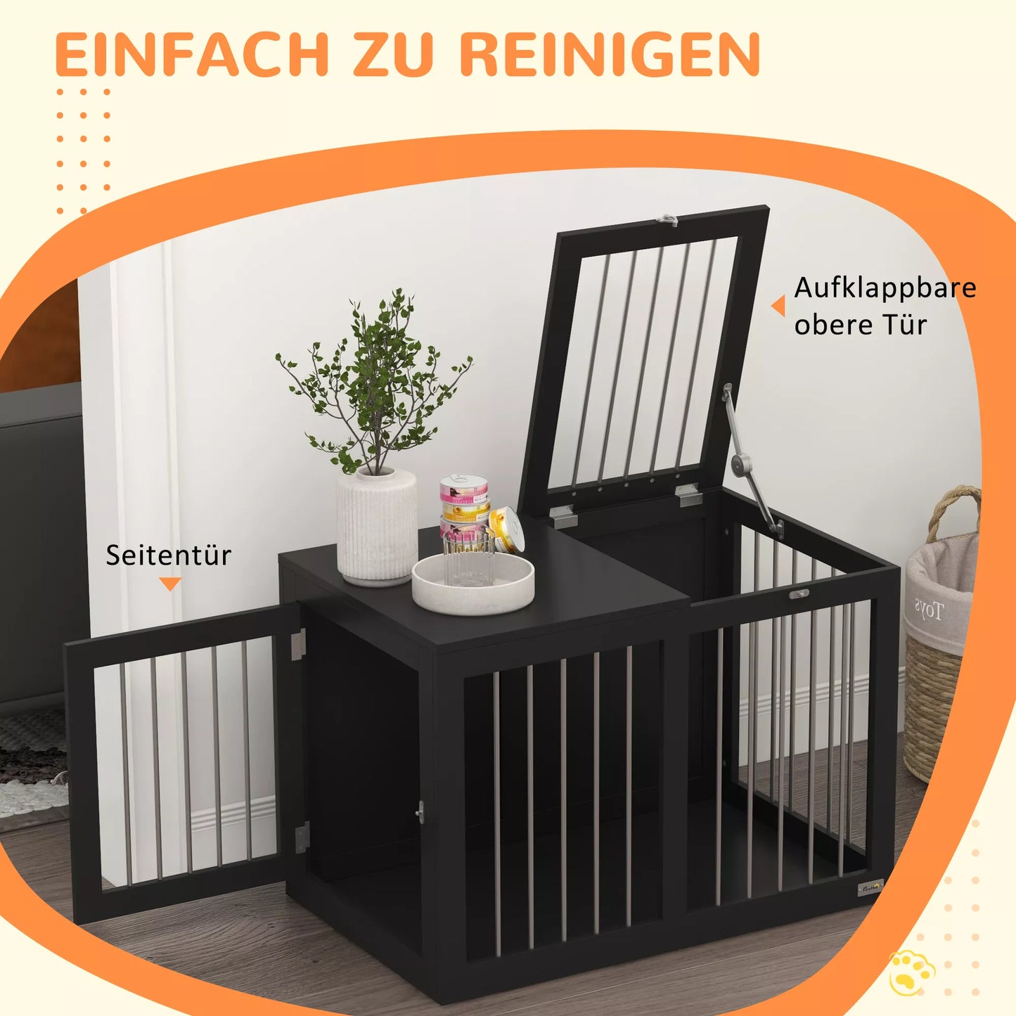 Dog cage Dog crate Dog transport box, 2 doors, lockable, steel grid, 80 cm x 50 cm x 56.5 cm, Black