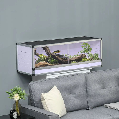 Aliuminio terariumas ropliams, varliagyviams, vorams. Roplių veisimo dėžutė. Tinklelinis terariumas. Baltas+Sidabrinis+Juodas. 120 x 40 x 40 cm