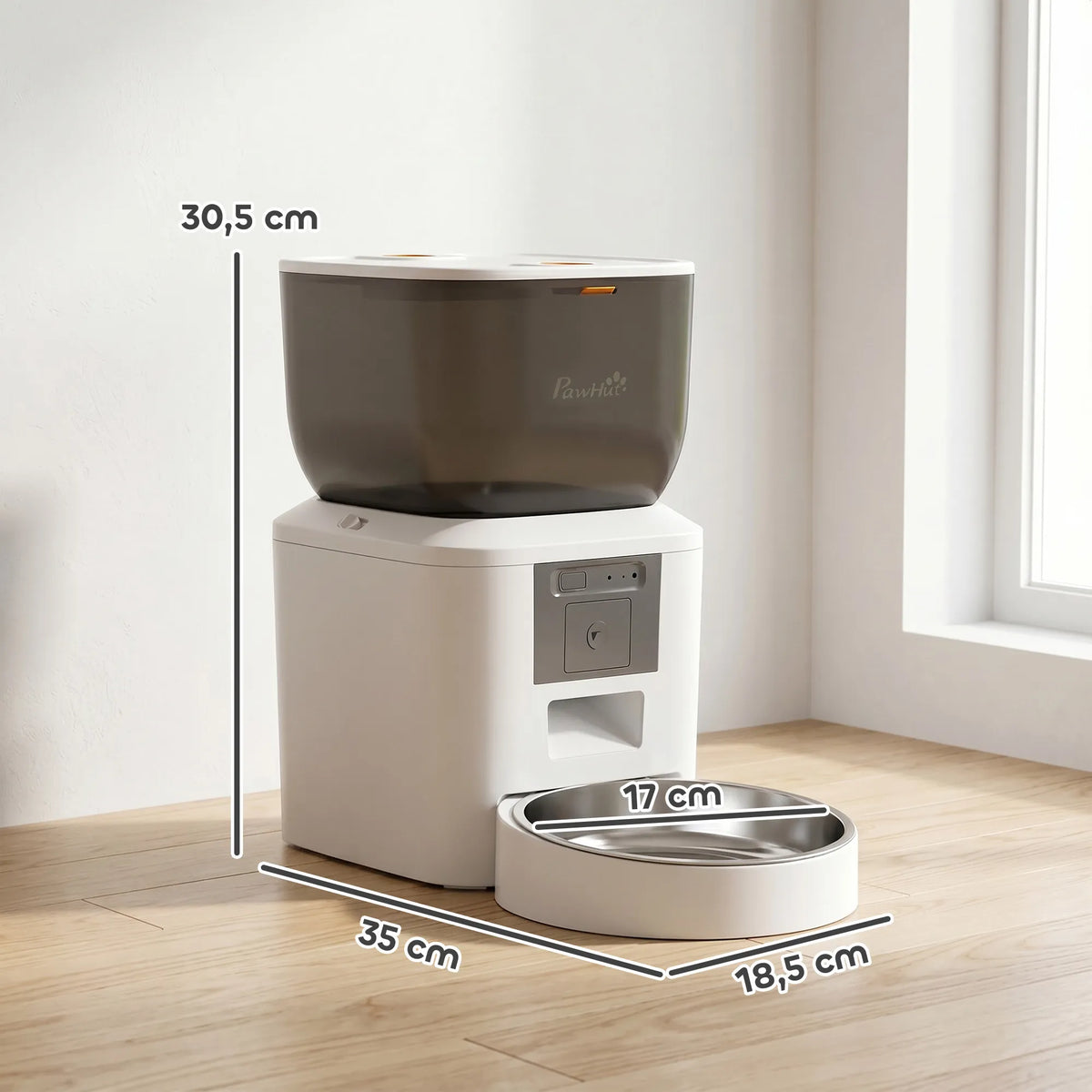 Išmanusis automatinis ėdalo dozatorius su kamera, 2,4 GHz Wi-Fi, 4 l, baltas
