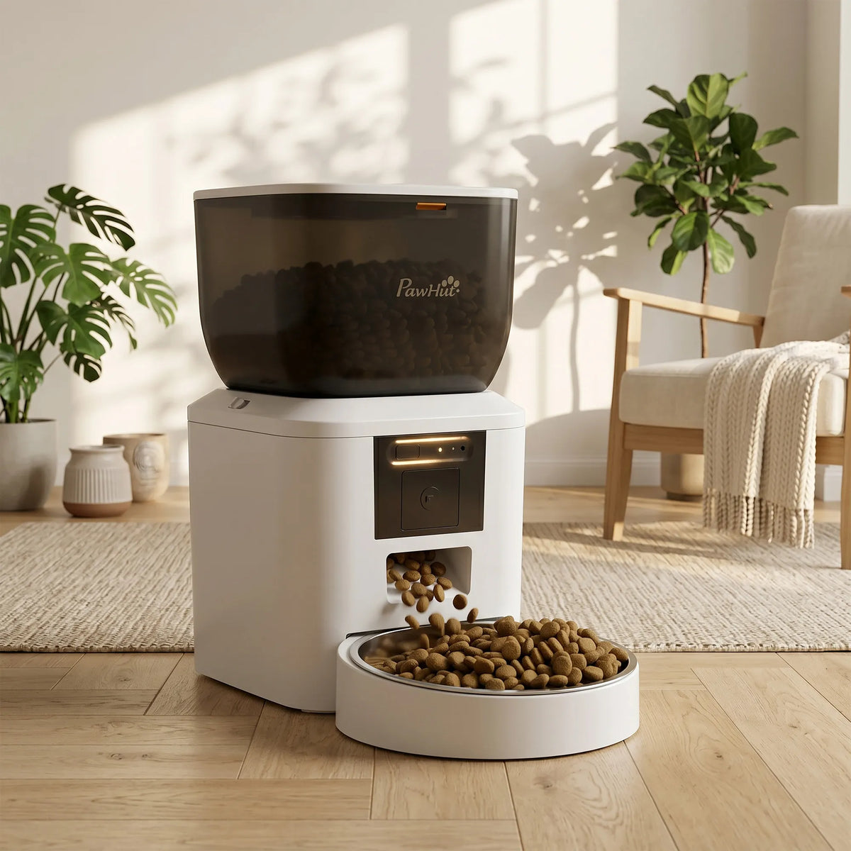 Išmanusis automatinis ėdalo dozatorius su kamera, 2,4 GHz Wi-Fi, 4 l, baltas