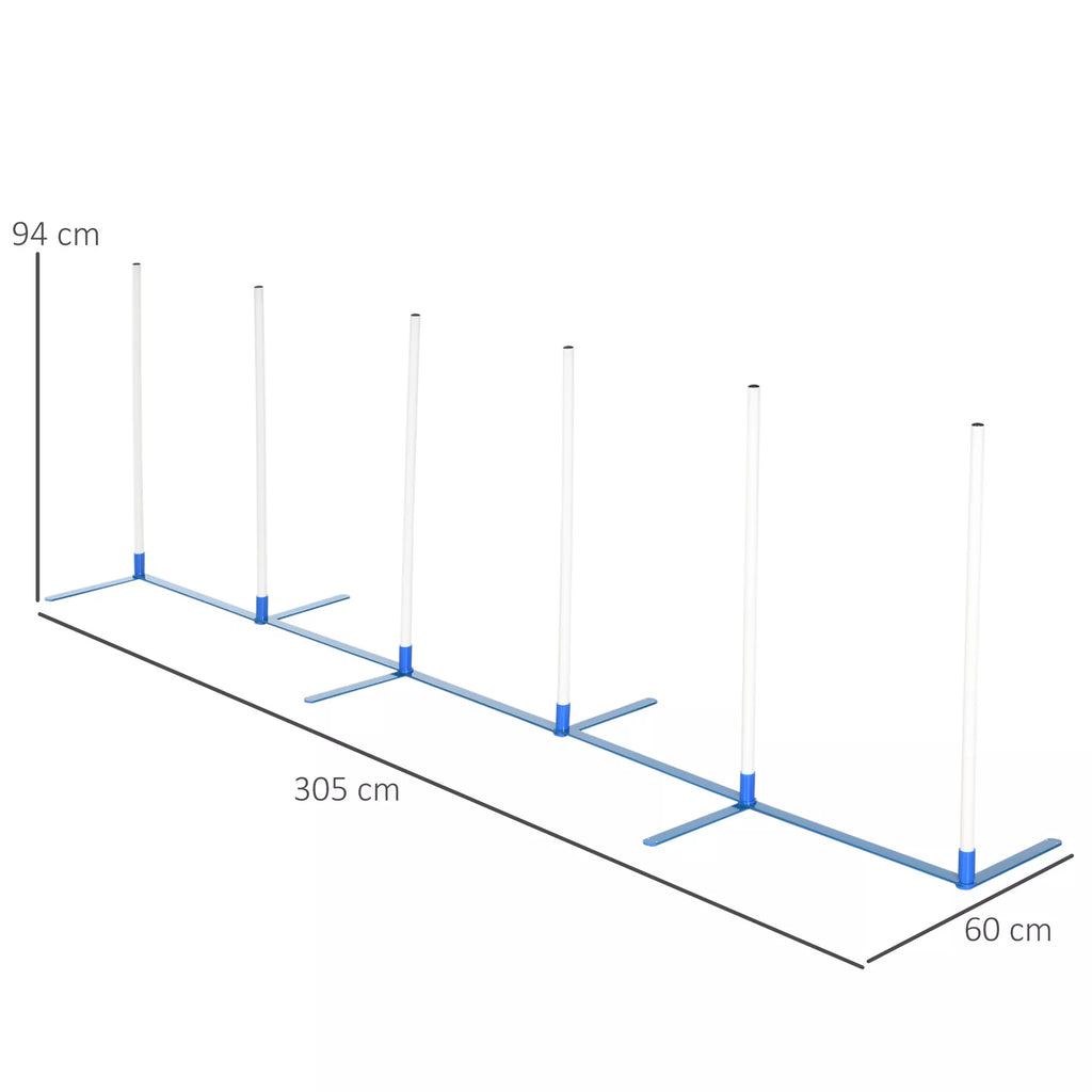 Agility rinkinys šunims, 6 dalių agiliti įranga šunų dresūrai, sulankstomas, su šuolių kartuvėmis ir 6 slalomų kartuvėmis, nešiojimo krepšys, treniruočių priedas, koordinacijos treniruotės, agiliti rinkinys žaidimams ir treniruotėms