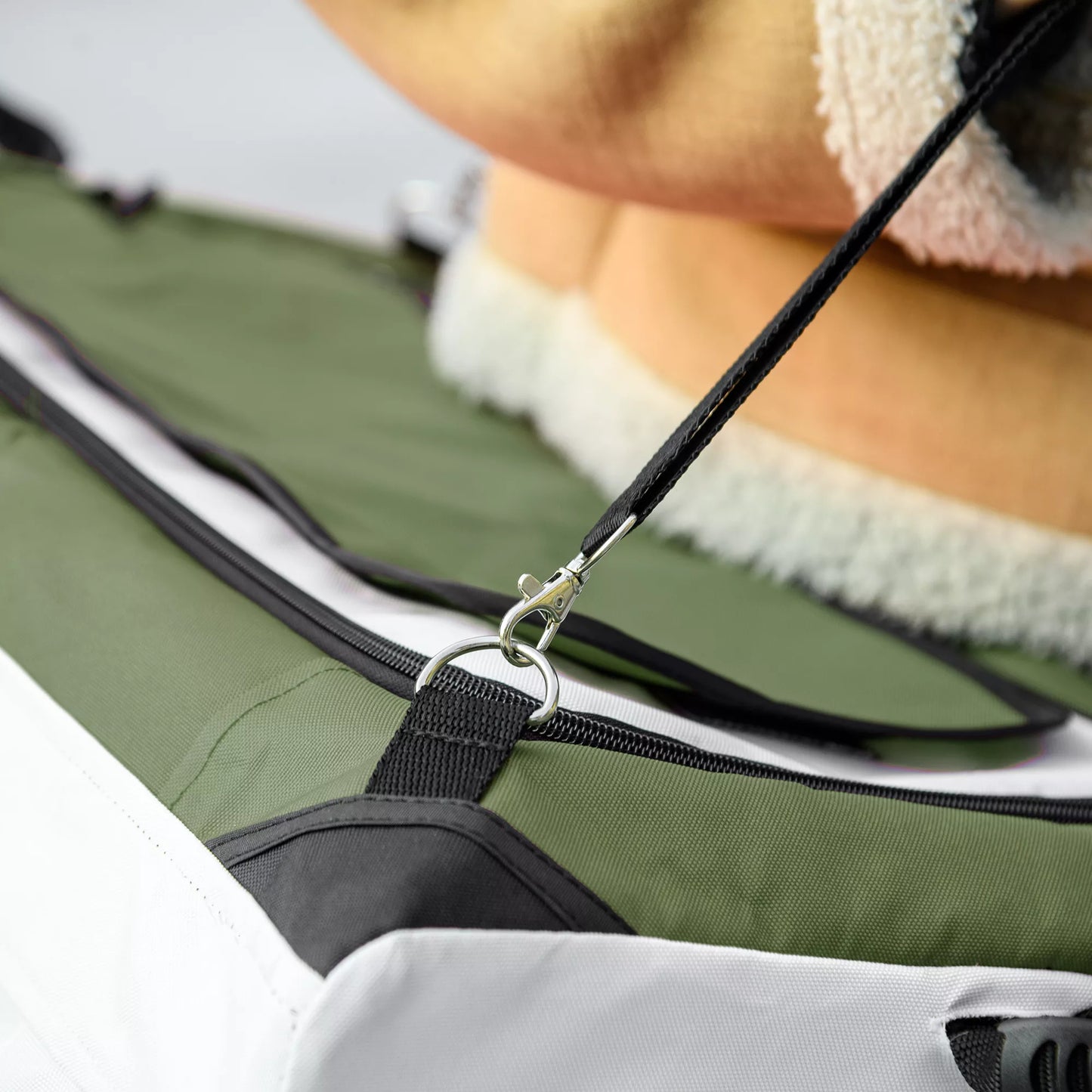 Vežimėlis šuniui, gyvūnėlių vežimėlis, sulankstomas, su nuimamu krepšiu, 81 x 58 x 97,5 cm, juoda+tamsiai žalia+balta