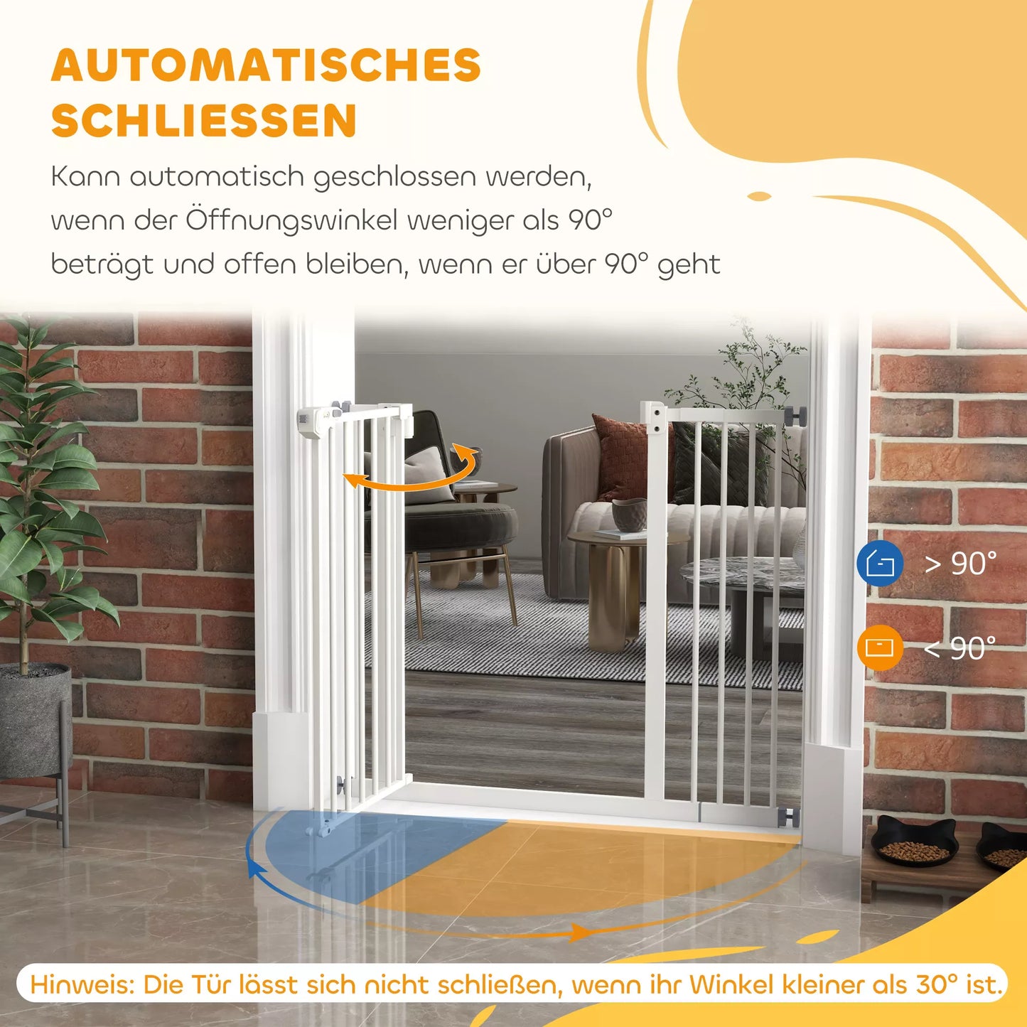 Apsauginiai varteliai šunims, tvorelė naminiams gyvūnėliams, metalas, plastikas, 74-80/87-94 cm, balta