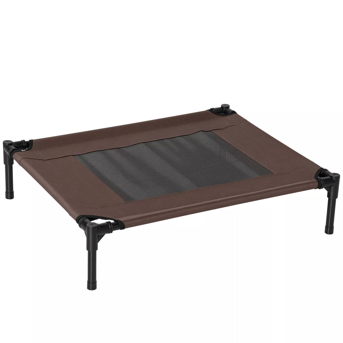 Lauko šunų gultas, paaukštinta šunų lova vidutinio ir didelio dydžio šunims, stabili gyvūnėlių gultavietė su skalbiamu tinkleliu, katės lova, naminių gyvūnų lova, miego vieta lauke, stovyklavimui, 76 x 61 x 18 cm, ruda