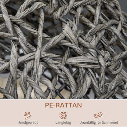 Rattan cat house with cushion, cat sleeping place, cat bed with raised legs, silver gray, Ø52 x 58 cm