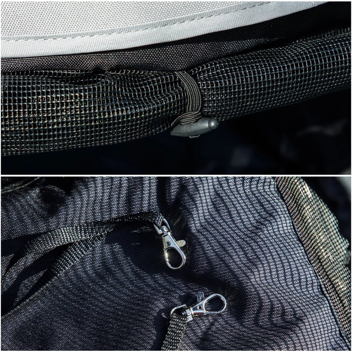 Mājdzīvnieku ratiņi, drošības jostas, sieta logs, 76 cm platums x 44 cm dziļums x 103 cm augstums, tumši zili