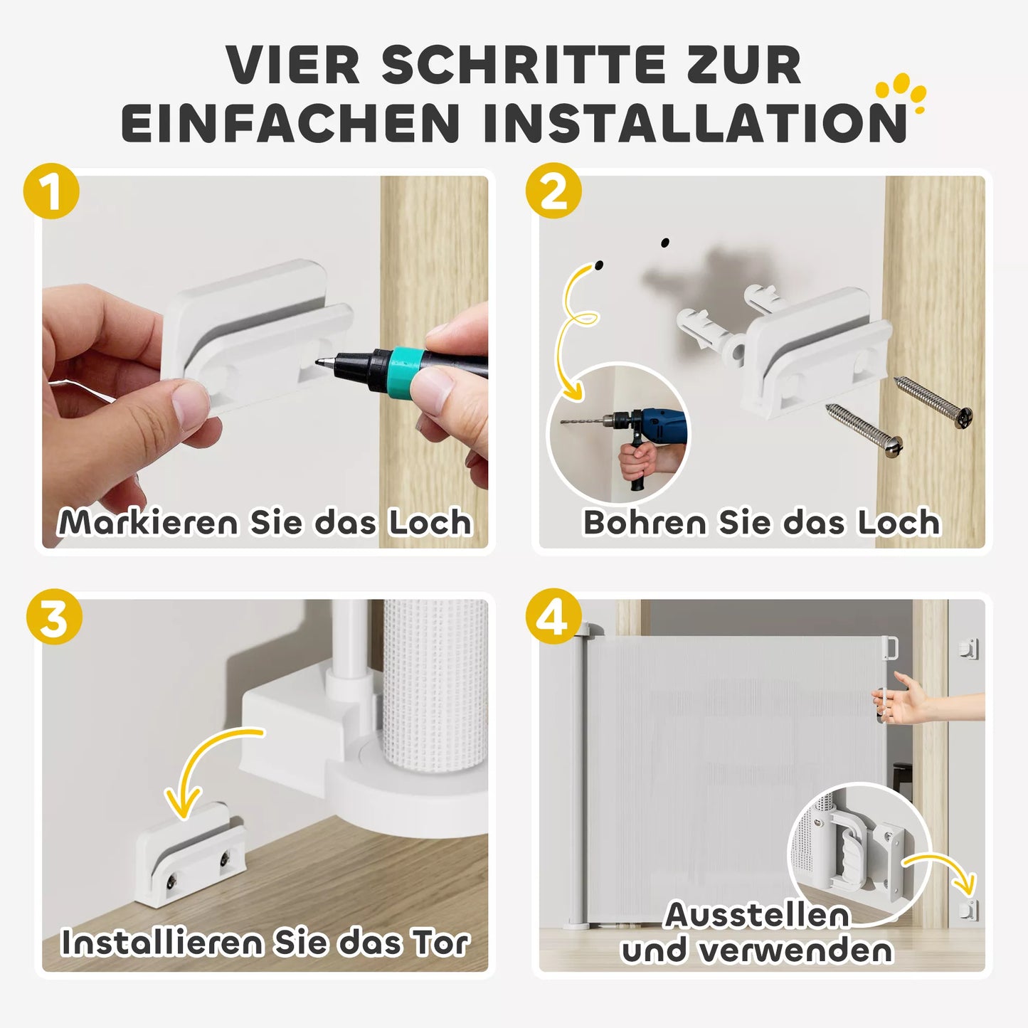 Ištraukiami laiptų ir durų varteliai augintiniams, 0-136 cm, 87 cm aukščio, 142 x 10 x 87 cm, balti