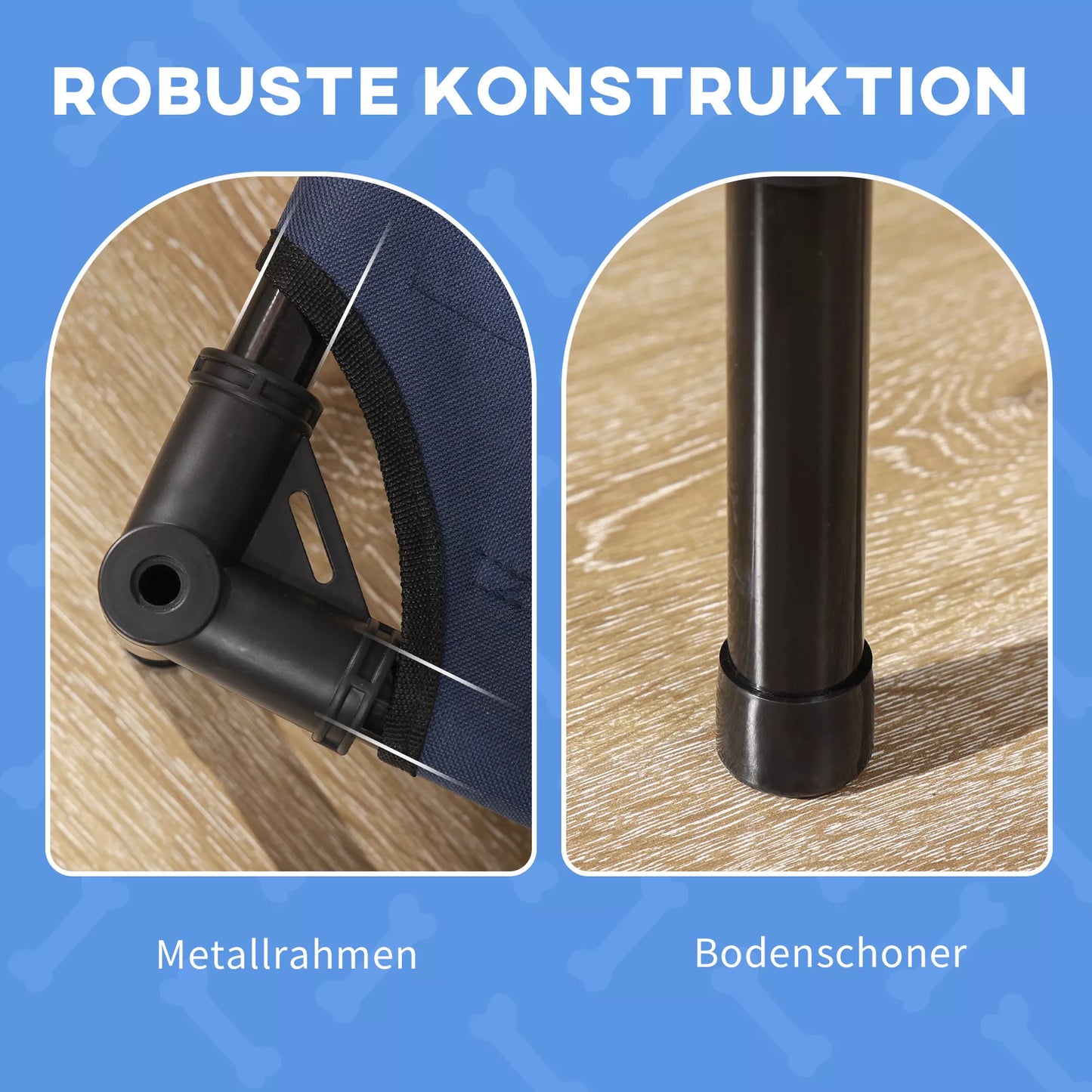 Lauko šunų guolis Atsparus oro sąlygoms, su baldakimu, sulankstomas, 122 x 92 x 108 cm, mėlyna + juoda