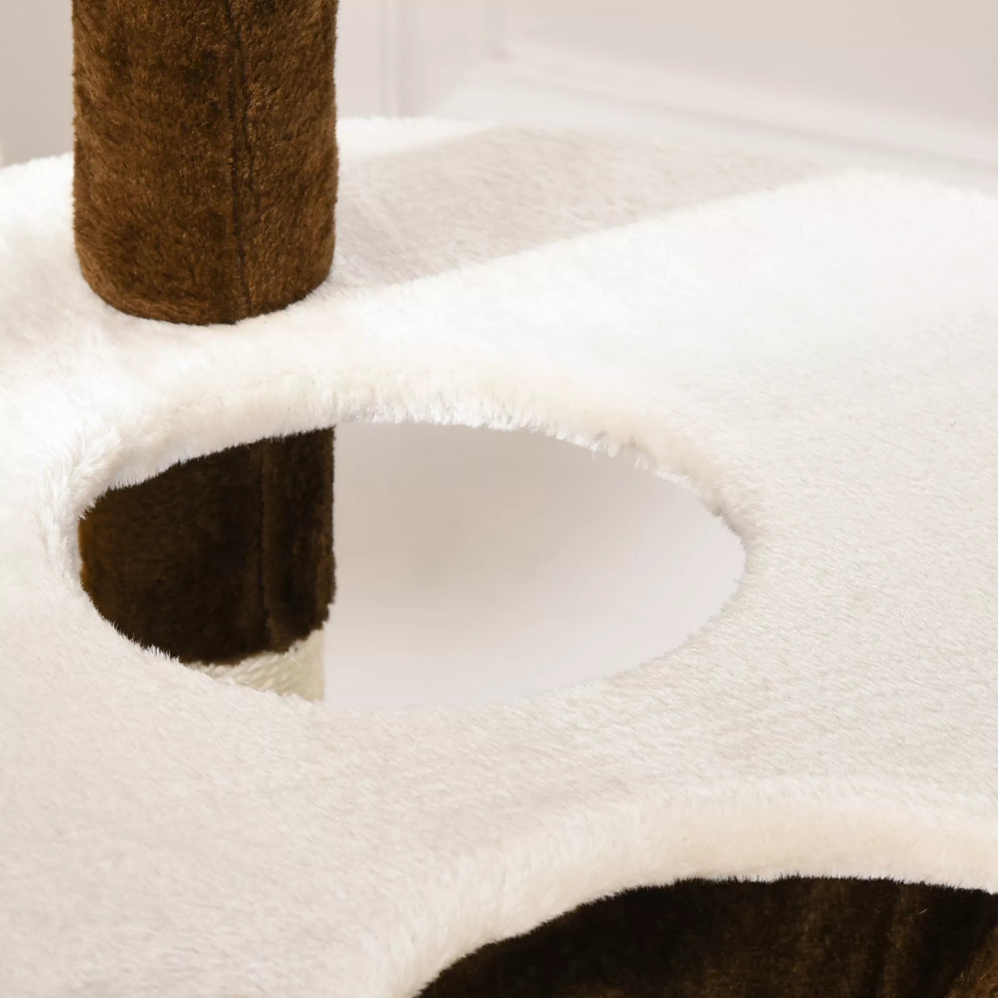 Daudzfunkcionāls kaķu koks ar alu un šūpuļtīklu, XXL kaķu asinātājs, kāpšanas koks kaķiem, daudzlīmeņu aktivitāšu centrs, plīša, brūns 65 x 50 x 153 cm