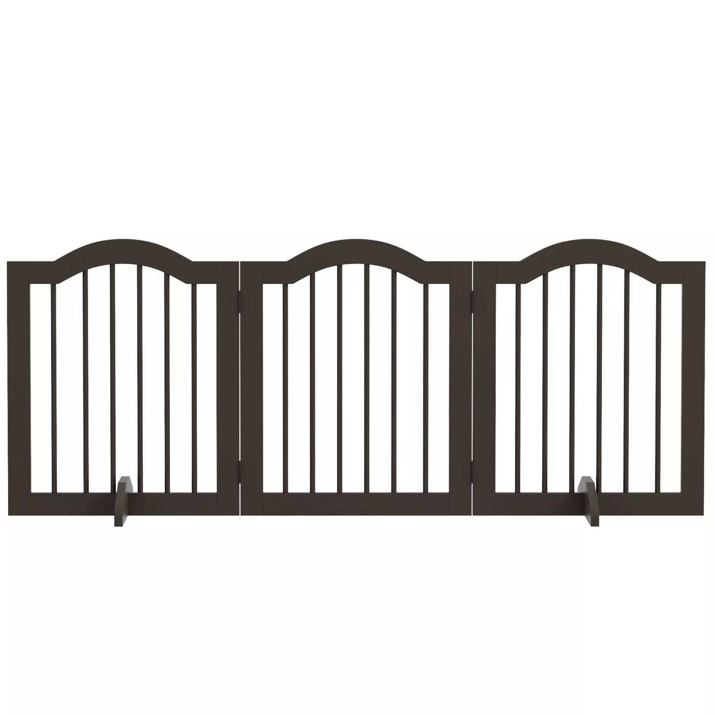 Apsauginis barjeras šunims, 3 skydai, sulankstomas, vientisa mediena ir MDF, 154,5 x 29,5 x 61 cm, spalva kava