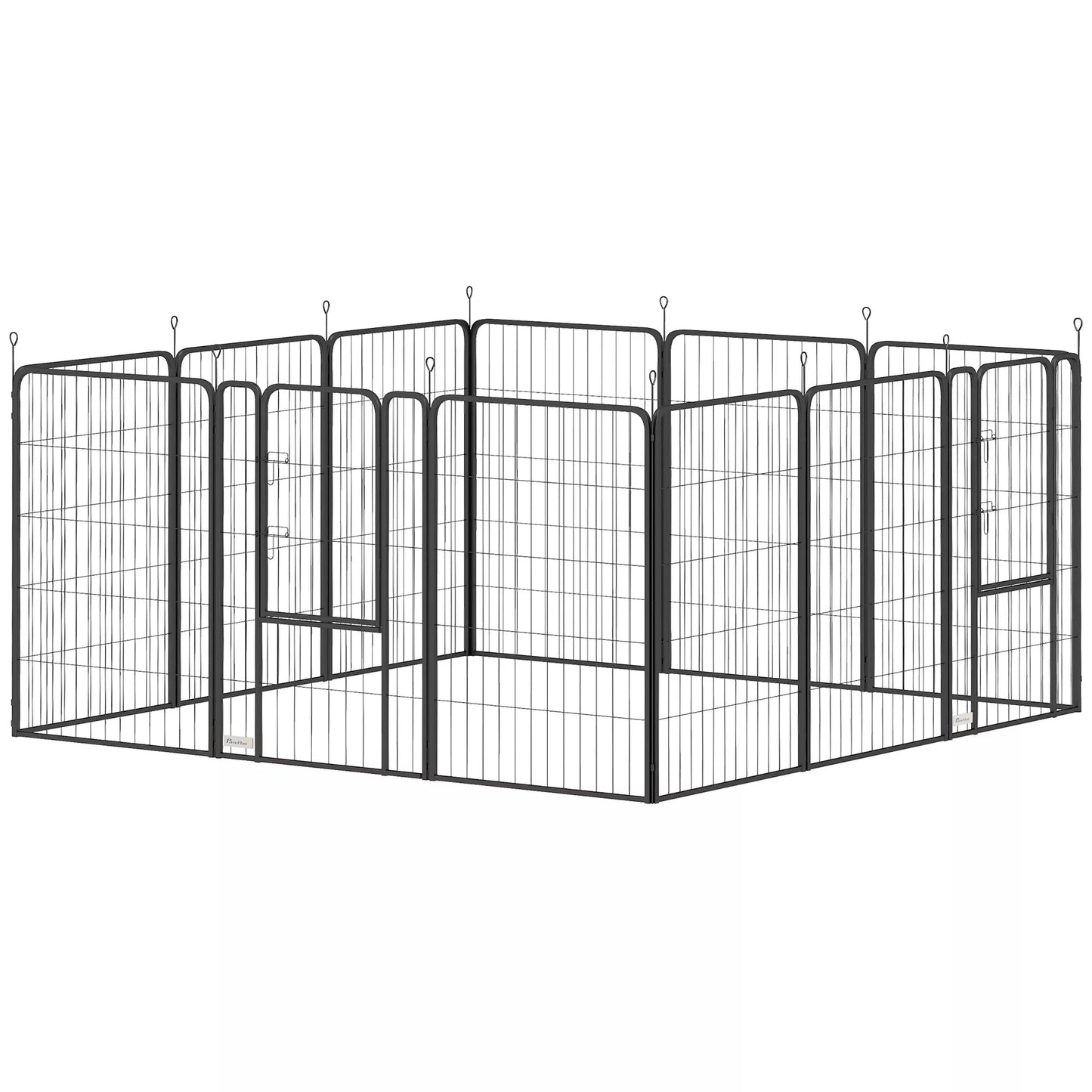 Šuniukų aptvaras, 12 dalių Šuniukų aptvaras su 12 grotelių plokštėmis Durys Žemės smeigės Lankstus sulankstomas Apsauginis tentas, 100 cm aukščio