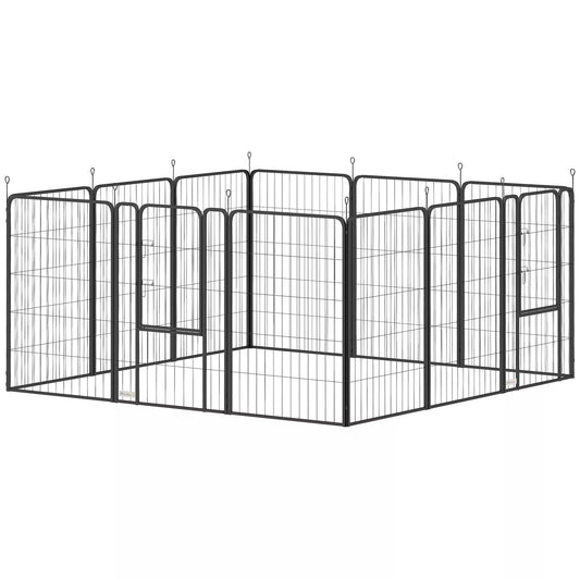 Šuniukų aptvaras, 12 dalių Šuniukų aptvaras su 12 grotelių plokštėmis Durys Žemės smeigės Lankstus sulankstomas Apsauginis tentas, 100 cm aukščio