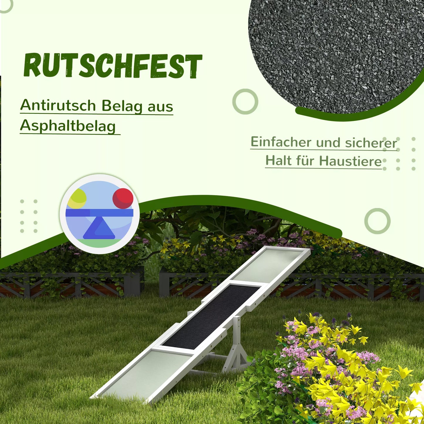 Suņu balansieris veiklības treniņiem, neslīdošs, iztur svaru līdz 50 kg, 180 x 30 x 30 cm