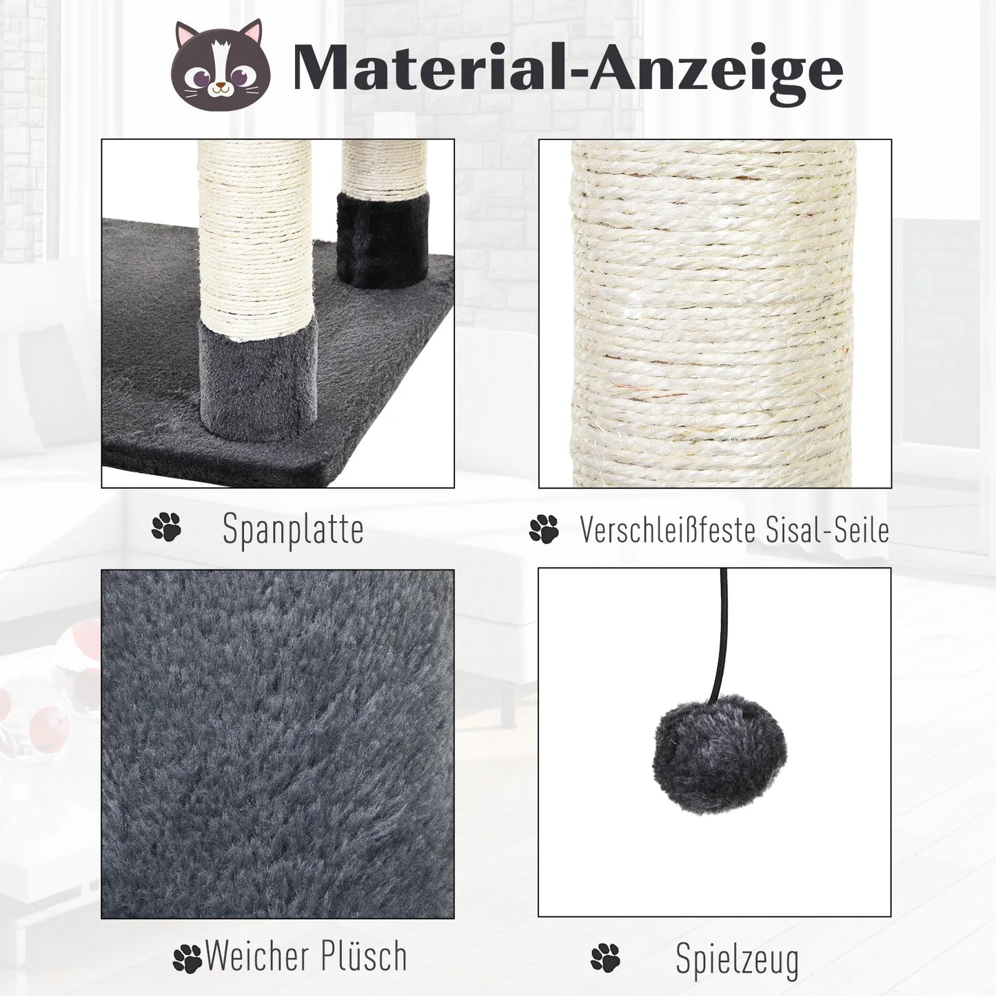 Luxury cat tree with hammock and house, dark grey, 60 x 48 x 144 cm