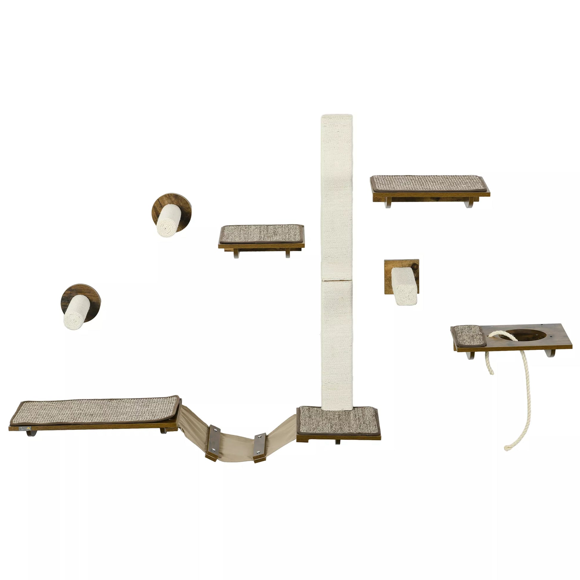 Kačių laipiojimo rinkinys, laipiojimo siena, 8 dalių, iki 8 kg, tvirtas, ruda/kreminė balta