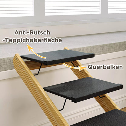 Dog steps, dog ramp, adjustable height, non-slip, foldable, 83x40x62.5 cm, wood/white