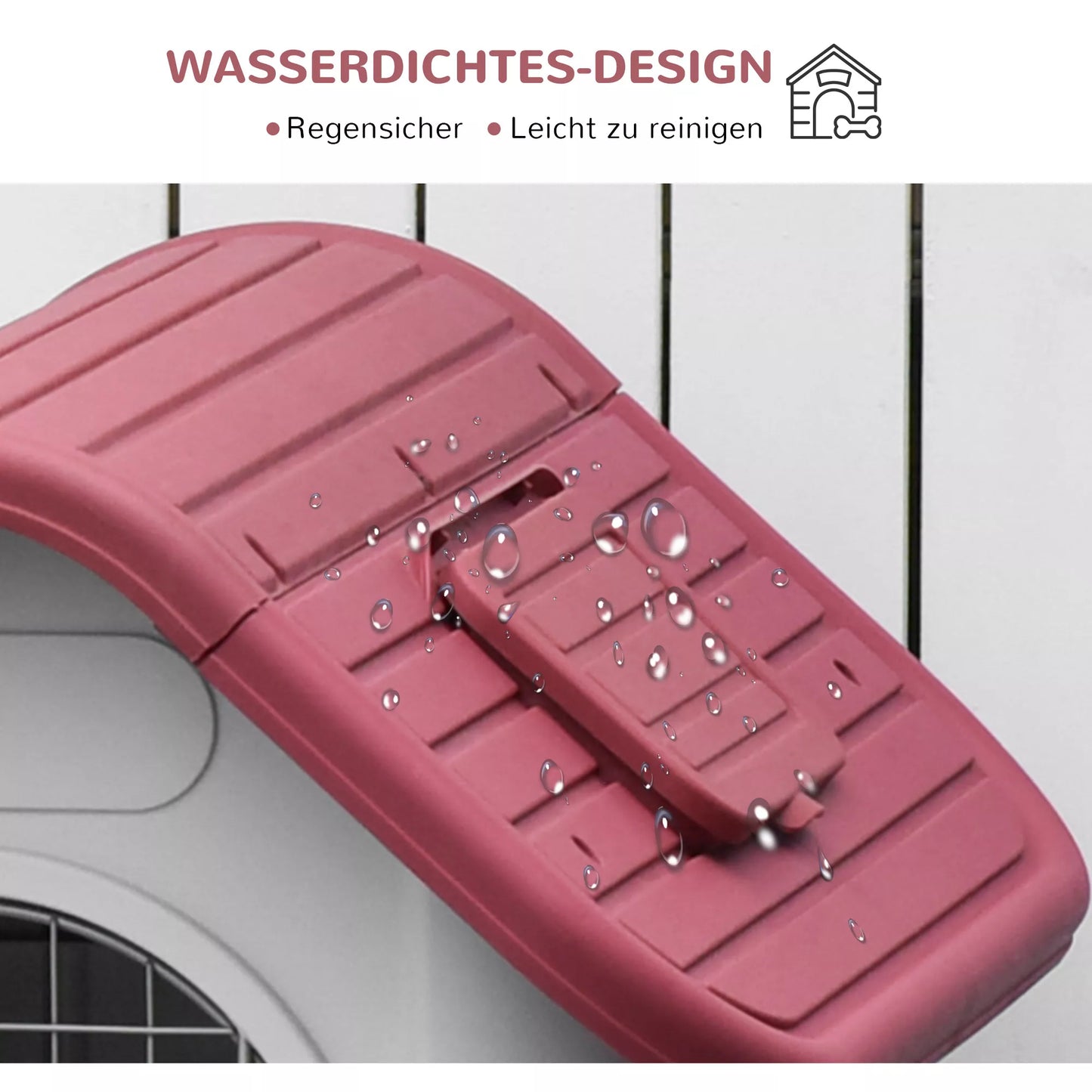 Āra suņu būda ar jumta logu, ieeju, pajumti maziem suņiem, būris maziem dzīvniekiem, gaisa cirkulācija, ūdensnecaurlaidīga, metāla, plastmasas, sarkana+gaiši pelēka 59 x 75 x 66 cm