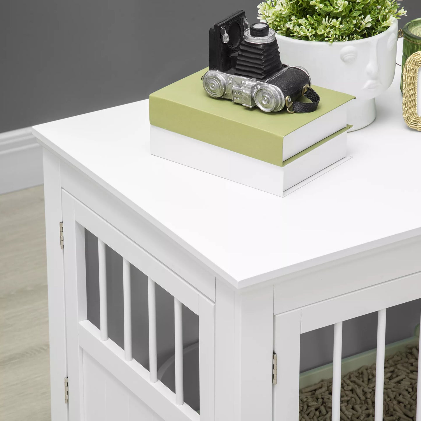 Suņu būris, mēbeles ar 3 durvīm, suņu būda, būris mājai, 78 x 53 x 59,3 cm, balts