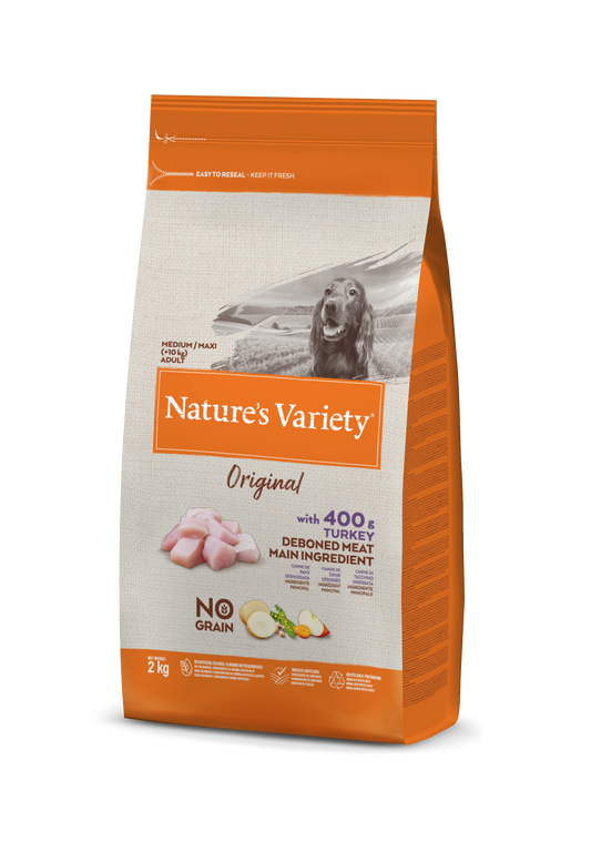 Nature's Variety Original Med/Max Adult Sausas maistas suaugusiems vidutinių ir didžiųjų veislių šunims su kalakutiena 2 kg