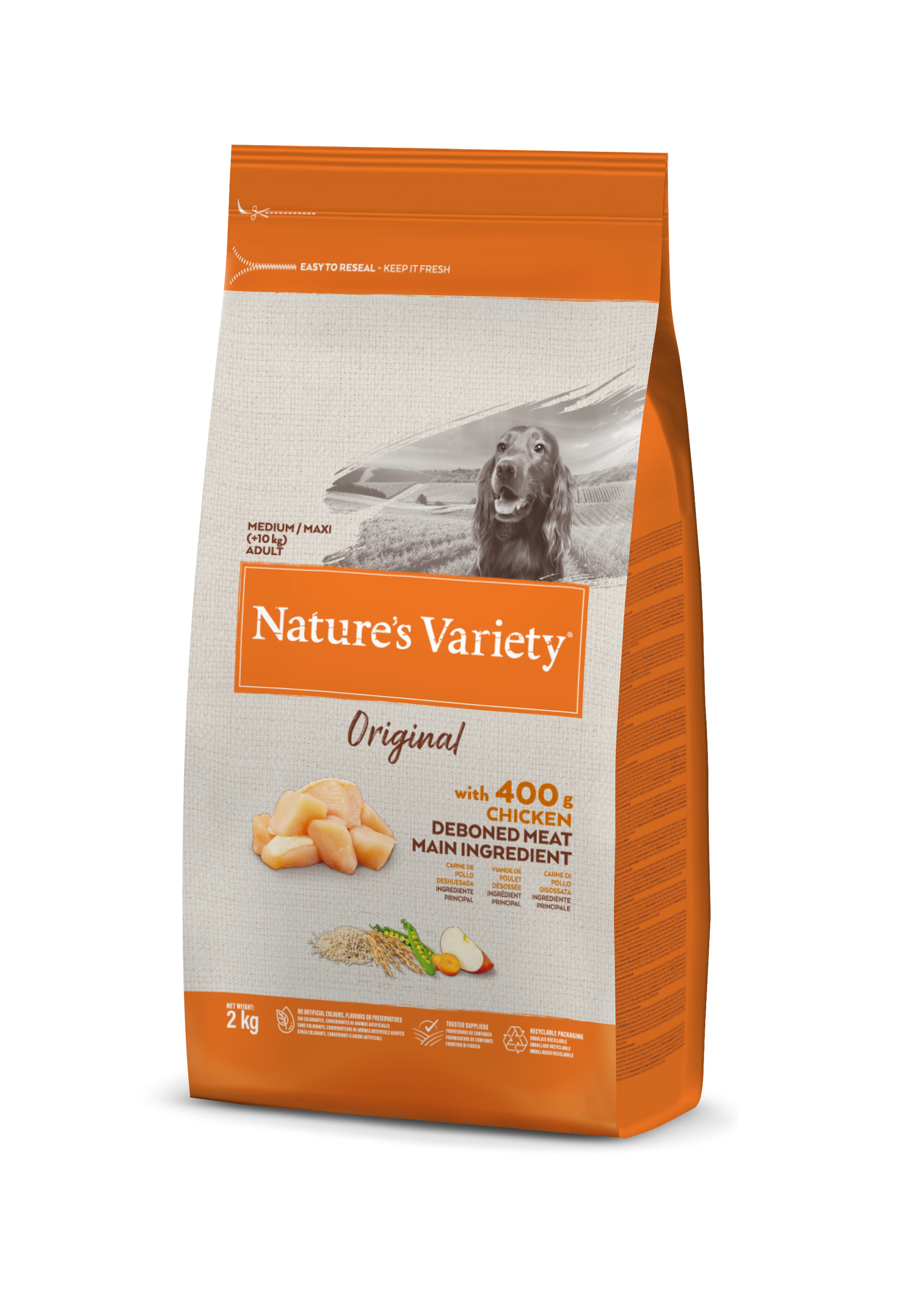 Nature's Variety Original Med/Max Adult Sausas maistas suaugusiems vidutinių ir didžiųjų veislių šunims su vištiena 2 kg
