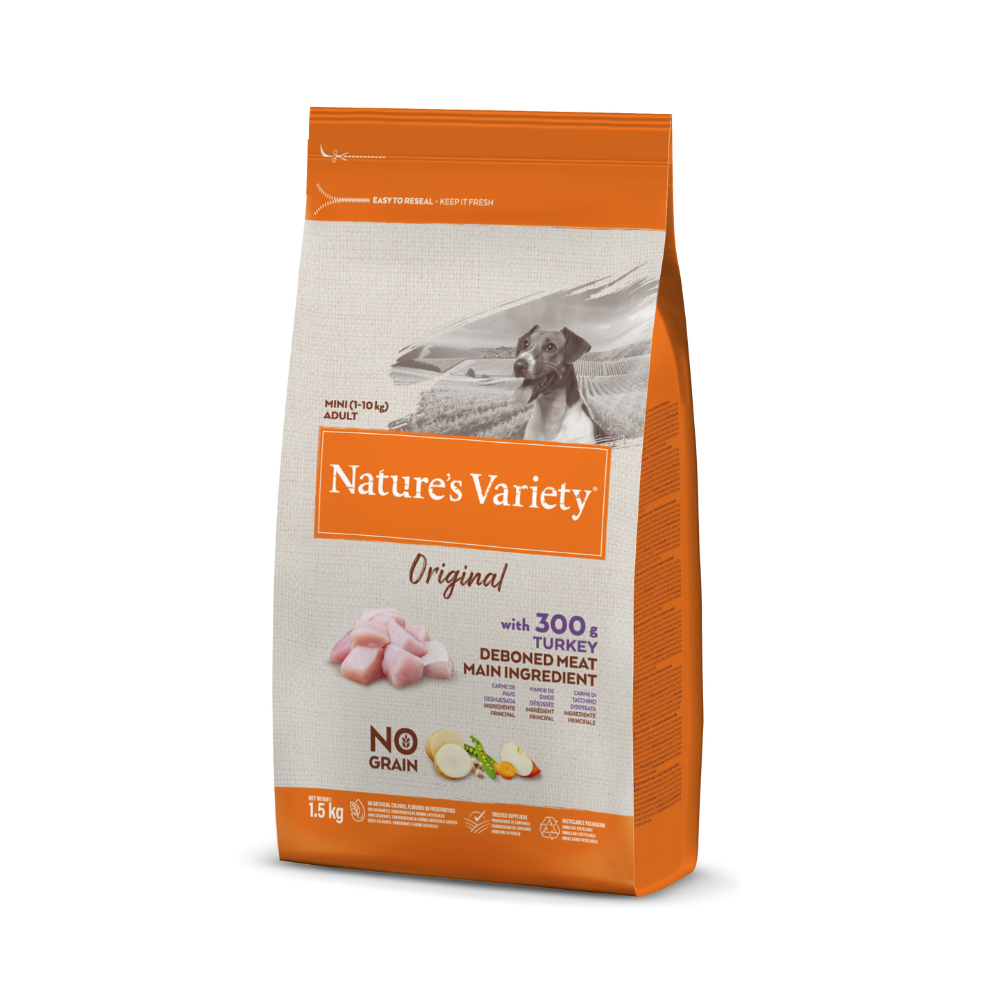 Nature's Variety Original Mini Adult Sausas maistas suaugusiems mažųjų veislių šunims su kalakutiena 1,5 kg