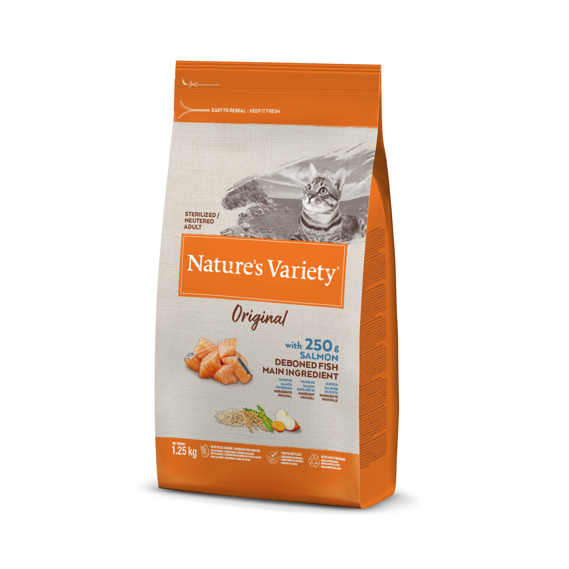 Nature's variety Original Sterilized Cat Sausas maistas sterilizuotoms katėms su lašiša 1,25 kg