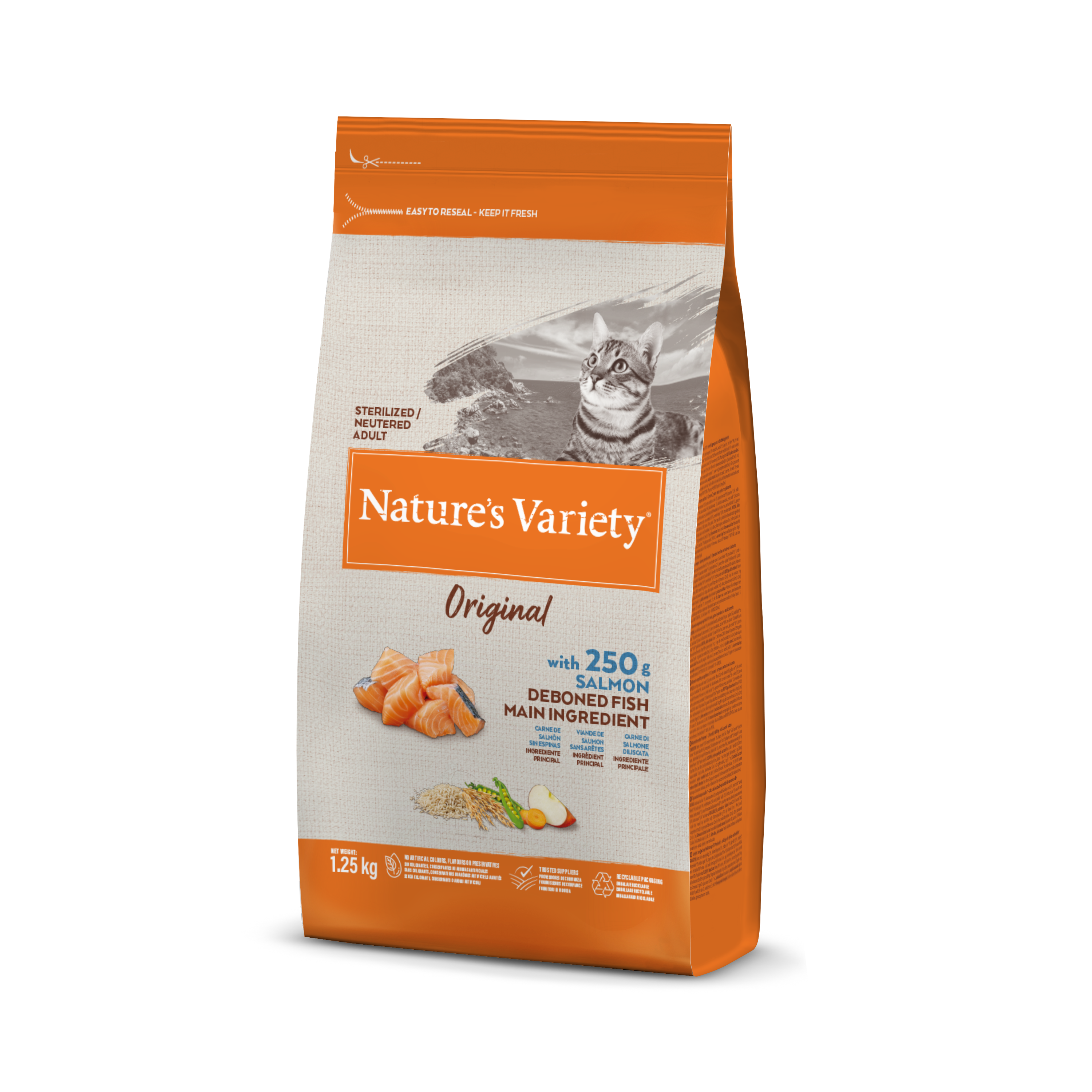 Nature's variety Original Sterilized Cat Sausas maistas sterilizuotoms katėms su lašiša 1,25 kg