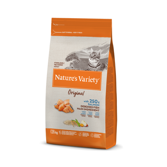 Nature's variety Original Sterilized Cat Sausas maistas sterilizuotoms katėms su lašiša 1,25 kg