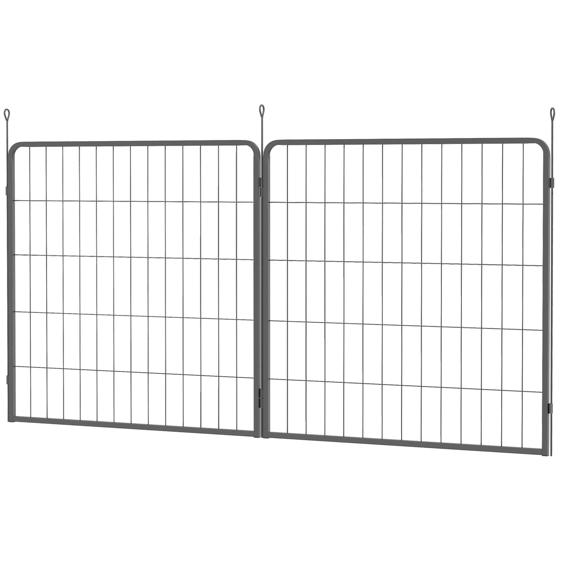 2 vnt. praplėtimas šuniukų aptvarui, šunų tvoros panelės, naminių gyvūnėlių žaidimų aikštelė, plieninė šuniukų tvora, pilka
