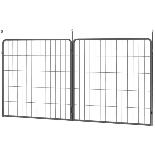 2 vnt. praplėtimas šuniukų aptvarui, šunų tvoros panelės, naminių gyvūnėlių žaidimų aikštelė, plieninė šuniukų tvora, pilka
